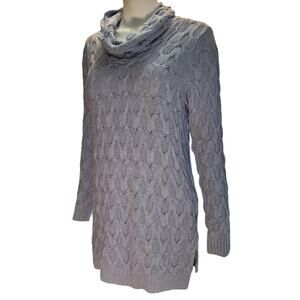 Jeanne Pierre Cornflower Blue 3D Knit Sweater Dress Womens Large Mermaid Scales